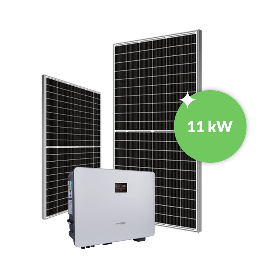 Solar panels and battery storage system.