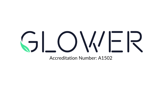 Glower branded logo with accreditation number A1502