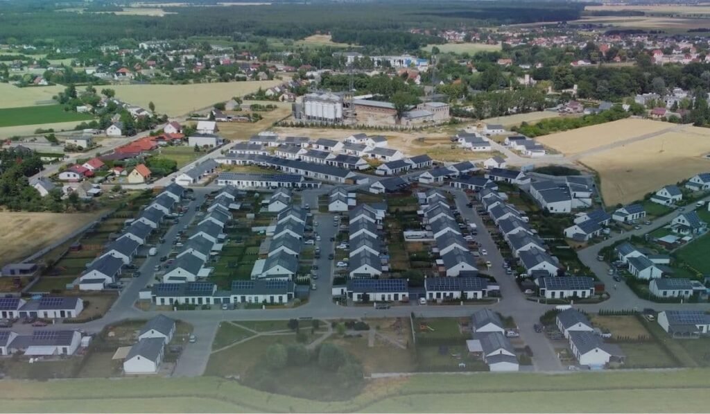 A solar-powered residential neighborhood in Victoria, showcasing solar panels on rooftops, contributing to reduced energy bills and a greener future.