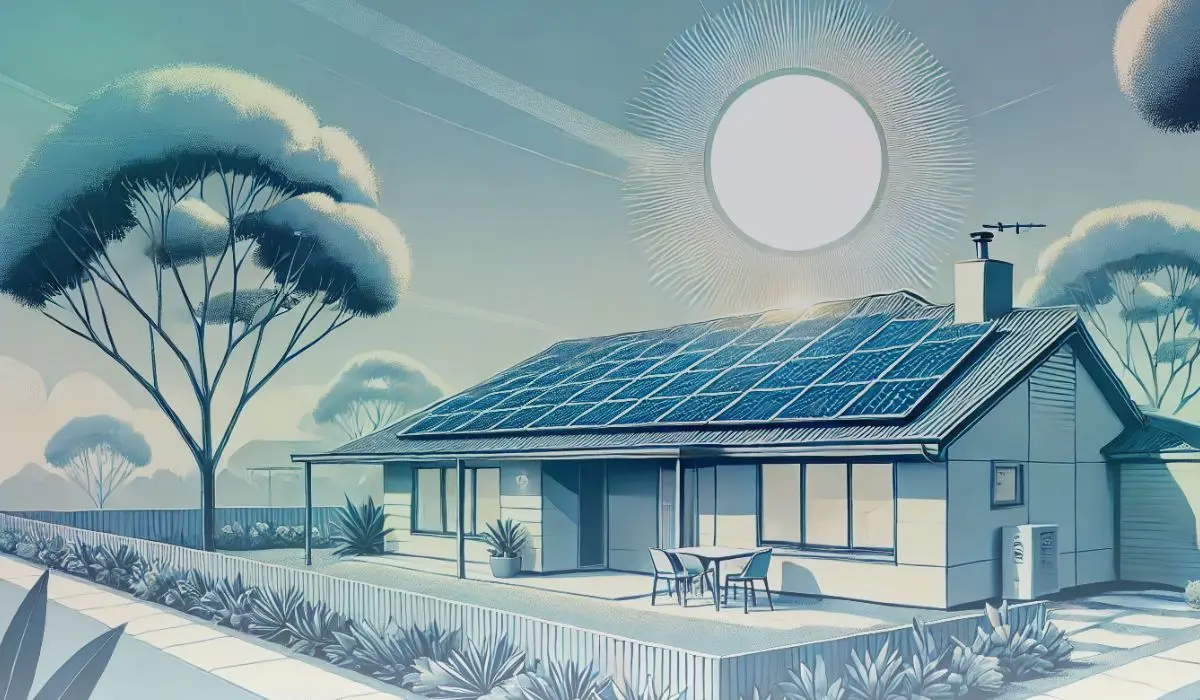 Solar-powered home in Australia with rooftop panels harnessing clean energy from the sun.